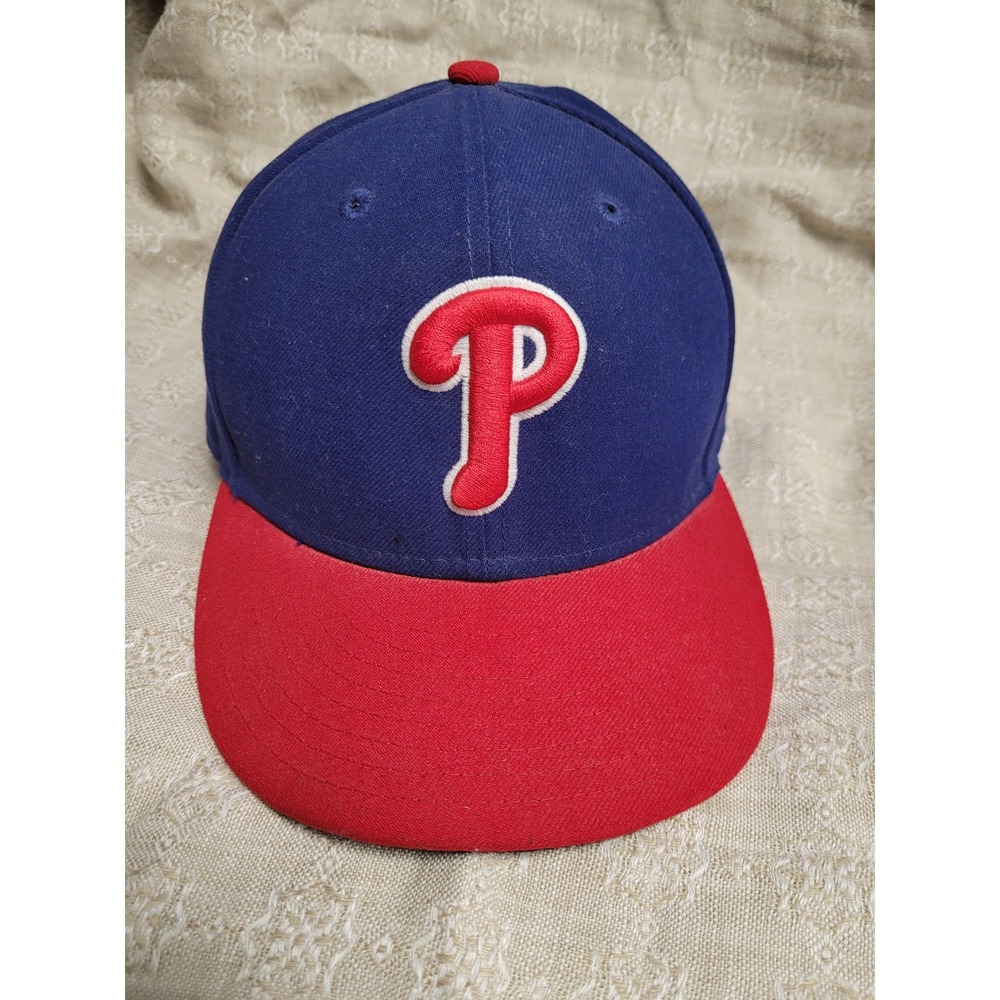 New Era 59FIFTY Philadelphia Phillies Fitted Hat Blue Red MLB Size 6 3/4 2013